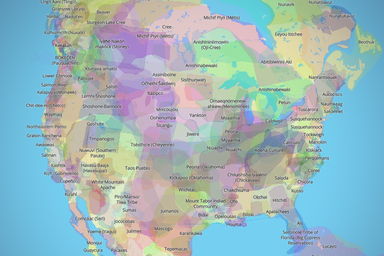 Map of Indigenous communities on Turtle Island provided by Native Land Digital