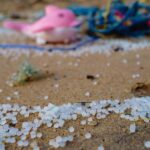Plastic pollution on a beach