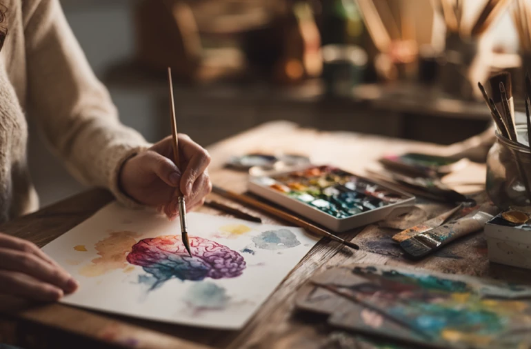 neurodiverse person painting